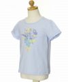 子供服 女の子 綿100％お花モチーフ＆プリントフリル袖Tシャツ ブルー(61) トルソー斜め