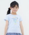 子供服 女の子 綿100％お花モチーフ＆プリントフリル袖Tシャツ ブルー(61) モデル画像アップ