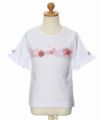 子供服 女の子 綿100％音符プリントお花モチーフTシャツ オフホワイト(11) トルソー正面