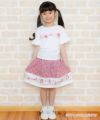 子供服 女の子 綿100％音符プリントお花モチーフTシャツ オフホワイト(11) モデル画像全身