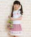 子供服 女の子 綿100％音符プリントお花モチーフTシャツ オフホワイト(11) モデル画像1