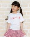 子供服 女の子 綿100％音符プリントお花モチーフTシャツ オフホワイト(11) モデル画像3