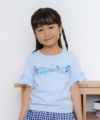 子供服 女の子 綿100％音符プリントお花モチーフTシャツ ブルー(61) モデル画像アップ