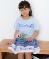 子供服 女の子 綿100％音符プリントお花モチーフTシャツ ブルー(61) モデル画像1