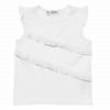 子供服 女の子 綿100％シフォンフリルつきTシャツ オフホワイト(11) 正面