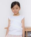 子供服 女の子 綿100％シフォンフリルつきTシャツ オフホワイト(11) モデル画像アップ