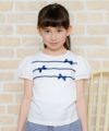 子供服 女の子 綿100％リボン＆レースラインつきTシャツ オフホワイト(11) モデル画像アップ