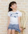 子供服 女の子 綿100％リボン＆レースラインつきTシャツ オフホワイト(11) モデル画像4