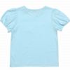 子供服 女の子 綿100％リボン＆レースラインつきTシャツ ブルー(61) 背面