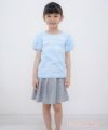 子供服 女の子 綿100％リボン＆レースラインつきTシャツ ブルー(61) モデル画像全身