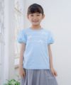 子供服 女の子 綿100％リボン＆レースラインつきTシャツ ブルー(61) モデル画像1