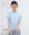 子供服 女の子 綿100％リボン＆レースラインつきTシャツ ブルー(61) モデル画像3