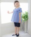 子供服 女の子 チェック柄リボン付きチュニックブラウス ネイビー(06) モデル画像4