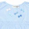 子供服 女の子 チェック柄リボン付きフリル袖チュニック丈ブラウス ブルー(61) デザインポイント1