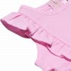 ベビー服 女の子 ベビーサイズギンガムチェック柄フリルワンピース ピンク(02) デザインポイント1