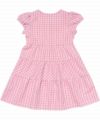 子供服 女の子 チェック柄リボン付きパフ袖ワンピース ピンク(02) 背面