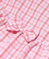 子供服 女の子 チェック柄リボン付きパフ袖ワンピース ピンク(02) デザインポイント1