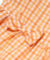 子供服 女の子 チェック柄リボン付きパフ袖ワンピース オレンジ(07) デザインポイント1