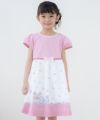 子供服 女の子 綿100％お花＆ピアノ＆ガーデンプリントワンピース ピンク(02) モデル画像アップ