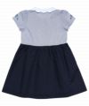 子供服 女の子 ストライプ柄スカラップ襟つきドッキングワンピース ブルー(61) 背面