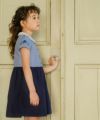 子供服 女の子 ストライプ柄スカラップ襟つきドッキングワンピース ブルー(61) モデル画像3