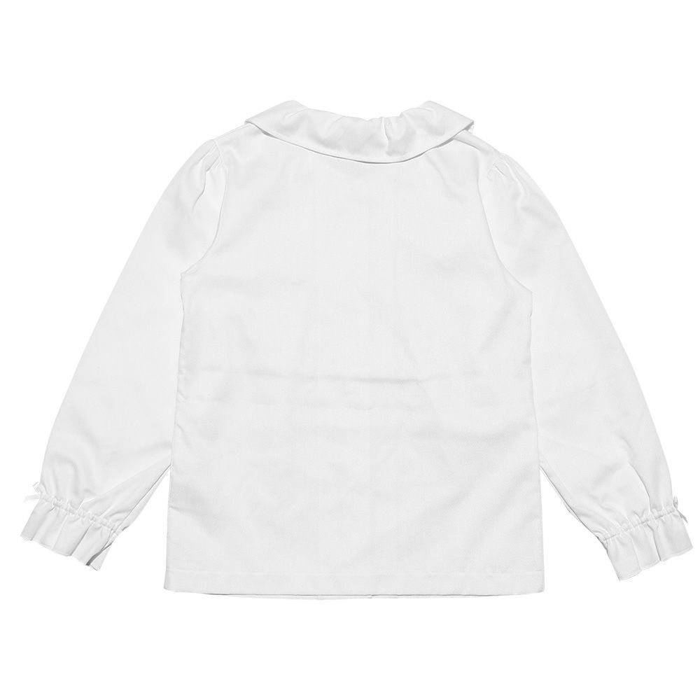 子供服 女の子 ギャザー襟付きフリル袖タックブラウス オフホワイト(11) 背面