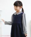 子供服 女の子 ギンガムチェック柄リボンフリル袖ブラウス ブラック(00) モデル画像3
