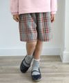 子供服 女の子 日本製グレンチェック柄キュロットパンツ 杢ｸﾞﾚｰ(92) モデル画像アップ