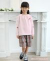 子供服 女の子 日本製グレンチェック柄キュロットパンツ 杢ｸﾞﾚｰ(92) モデル画像全身