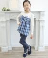 子供服 女の子 ストレッチツイルニット10分丈パンツ ネイビー(06) モデル画像4