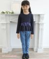 子供服 女の子 ストレッチツイルニット10分丈パンツ ブルー(61) モデル画像全身