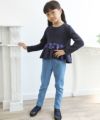 子供服 女の子 ストレッチツイルニット10分丈パンツ ブルー(61) モデル画像4