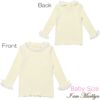 ベビー服 女の子 ベビーサイズ綿100％レース＆リボン付きタートルネックTシャツ