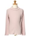 子供服 女の子 日本製綿100％リブ編みタートルネックTシャツ ピンク(02) トルソー正面
