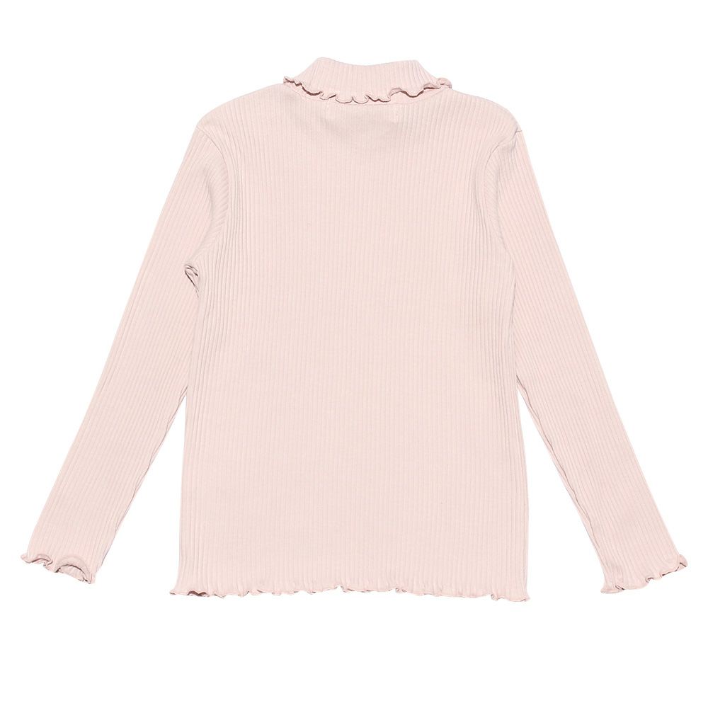 子供服 女の子 日本製綿100％リブ編みタートルネックTシャツ ピンク(02) 背面