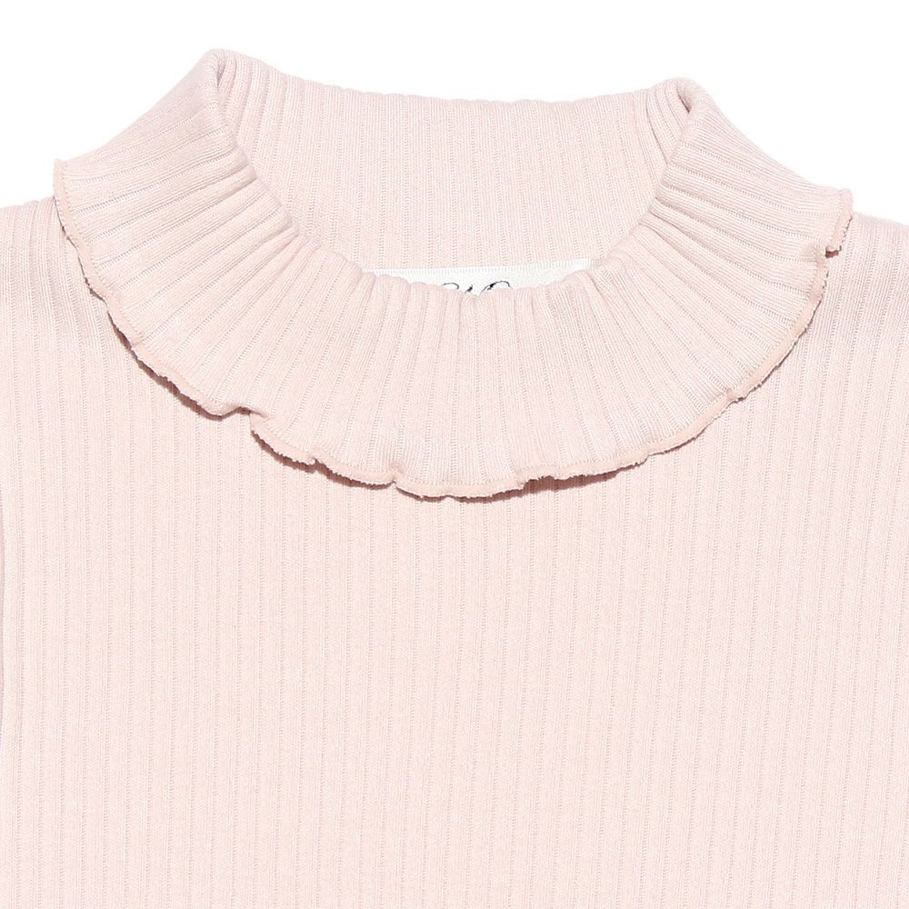 子供服 女の子 日本製綿100％リブ編みタートルネックTシャツ ピンク(02) デザインポイント1