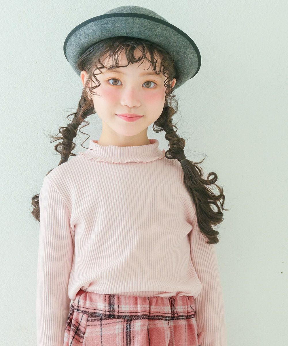 子供服 女の子 日本製綿100％リブ編みタートルネックTシャツ オフホワイト(11) モデル画像