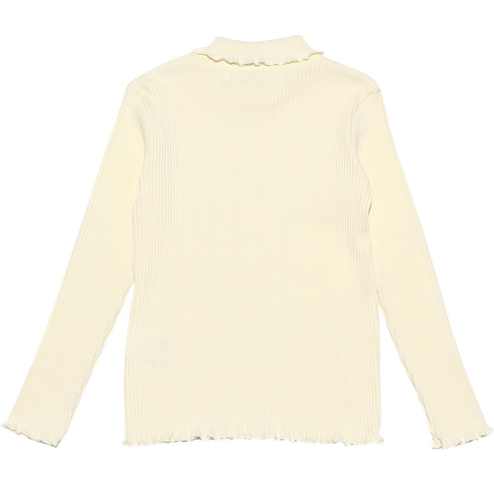 子供服 女の子 日本製綿100％リブ編みタートルネックTシャツ オフホワイト(11) 背面