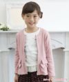 子供服 女の子 リボン＆フリルつき裏毛ジップアップジャケット ピンク(02) モデル画像1