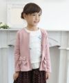 子供服 女の子 リボン＆フリルつき裏毛ジップアップジャケット ピンク(02) モデル画像3