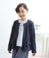 子供服 女の子 リボン＆フリルつき裏毛ジップアップジャケット ネイビー(06) モデル画像アップ