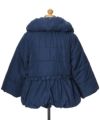 子供服 女の子 リボン＆フリル中綿入りコート ネイビー(06) トルソー背面