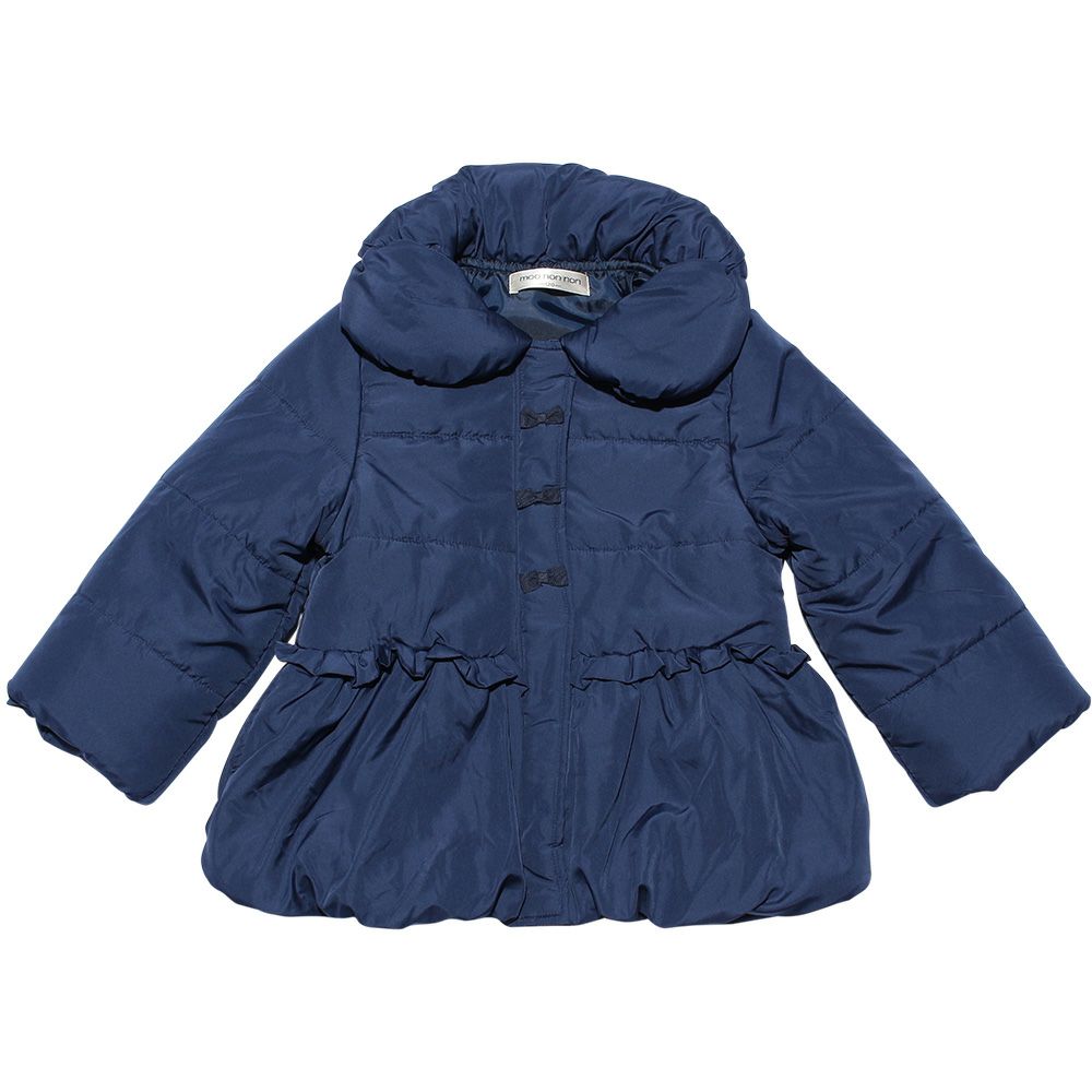 子供服 女の子 リボン＆フリル中綿入りコート ネイビー(06) 正面
