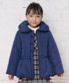 子供服 女の子 リボン＆フリル中綿入りコート ネイビー(06) モデル画像アップ