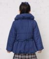 子供服 女の子 リボン＆フリル中綿入りコート ネイビー(06) モデル画像2