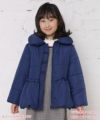 子供服 女の子 リボン＆フリル中綿入りコート ネイビー(06) モデル画像3