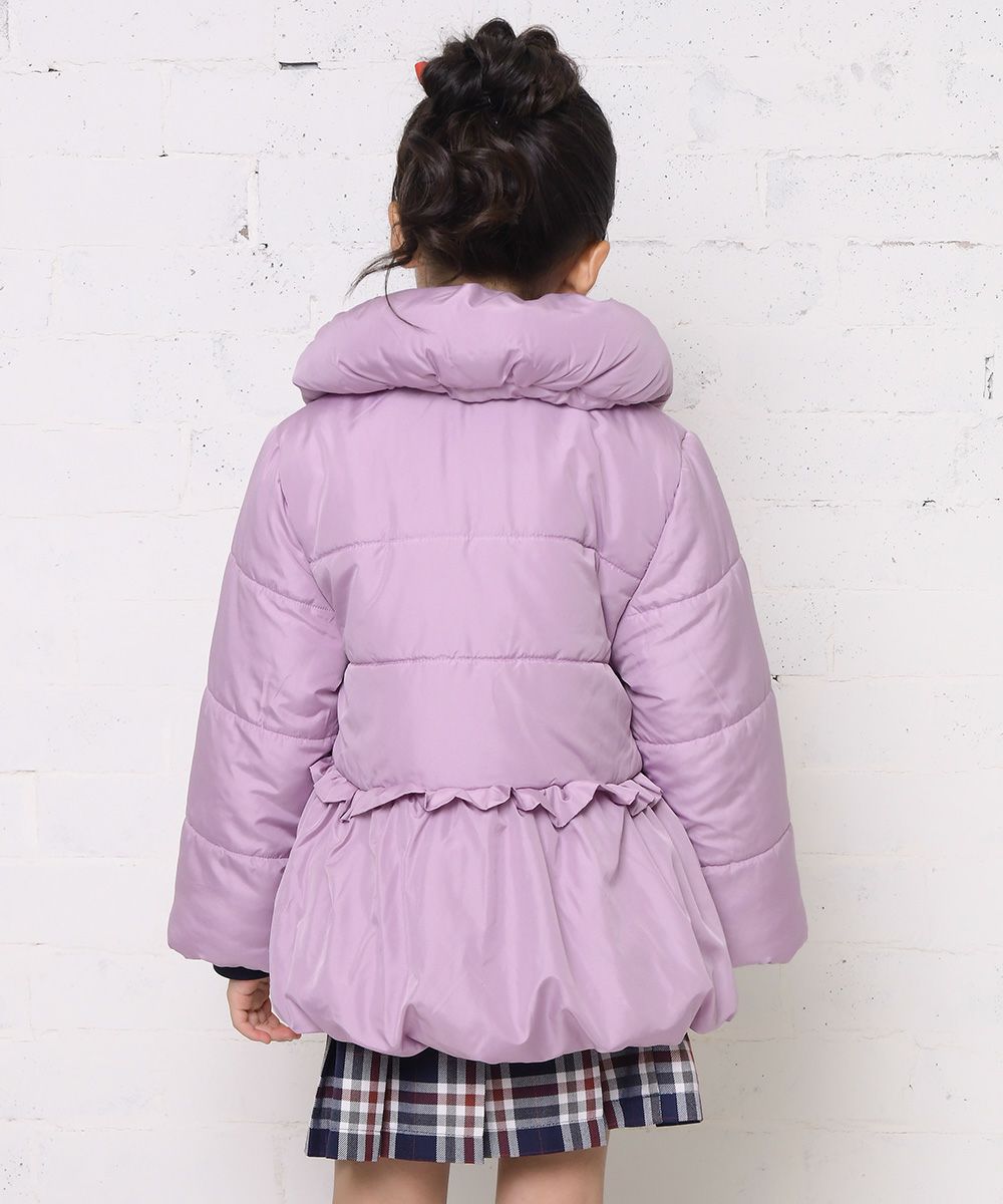 子供服 女の子 リボン＆フリル中綿入りコート パープル(91) モデル画像2