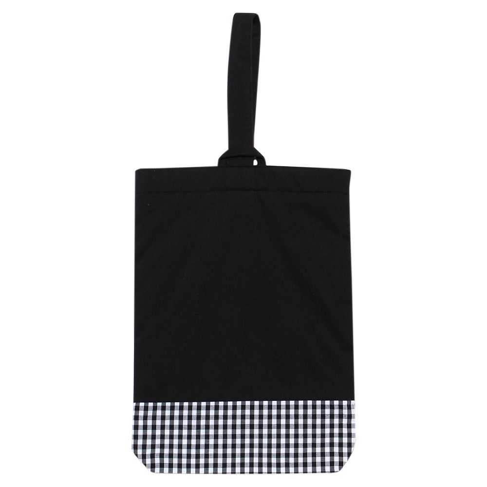 子供服 女の子 音符刺繍ロゴ入りシューズバッグ ブラック(00) 背面