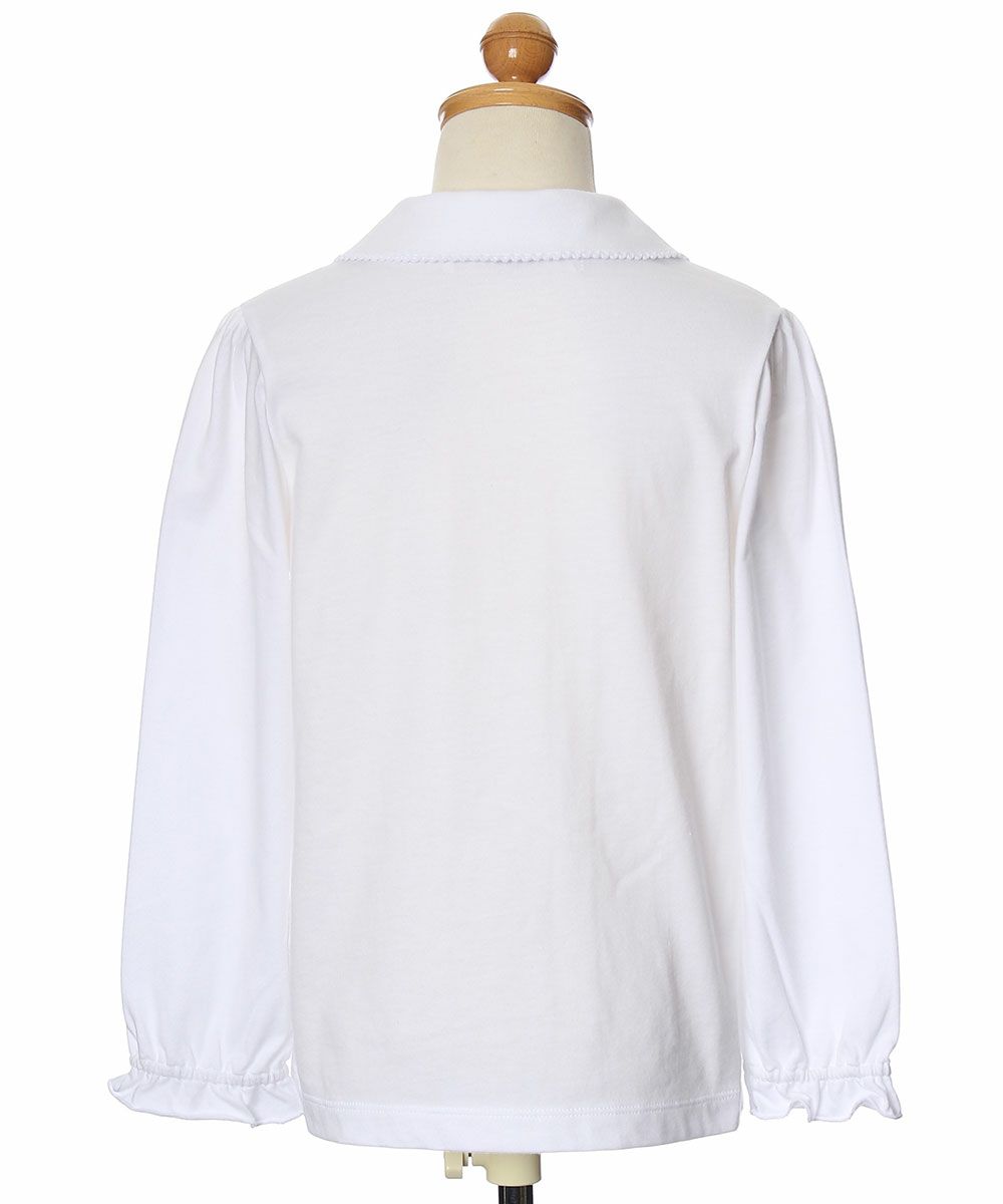 子供服 女の子 綿100％音符刺繍襟付きブラウス ホワイト(01) トルソー背面