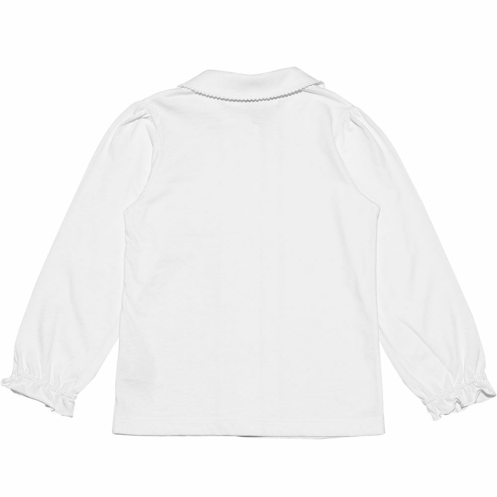 子供服 女の子 綿100％音符刺繍襟付きブラウス ホワイト(01) 背面